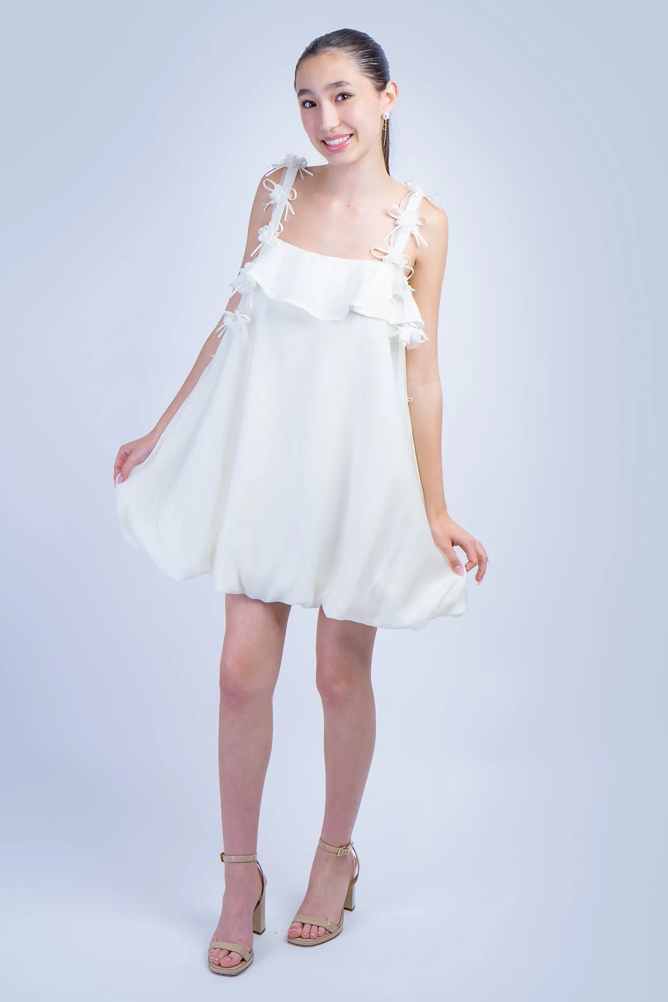 White Shift Floral String Dress