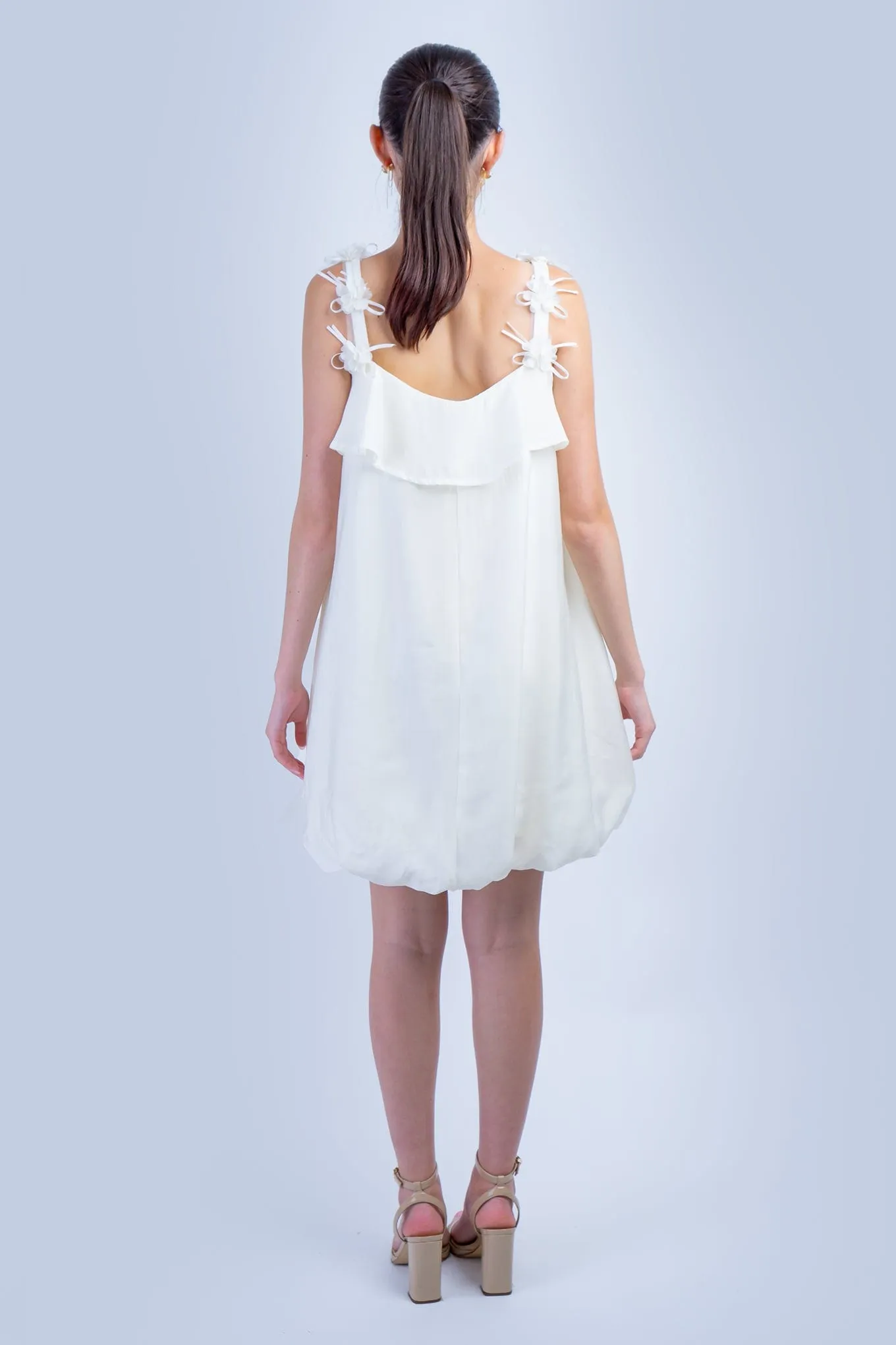 White Shift Floral String Dress