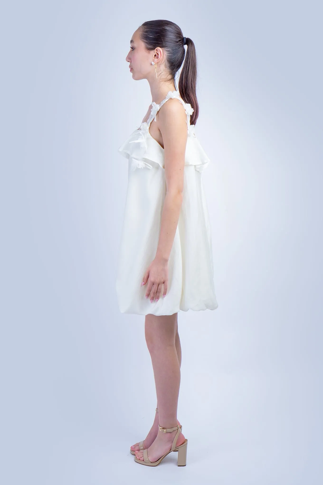 White Shift Floral String Dress