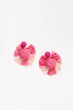 Woven Fringe Earrings in Light Pink and Hot Pink