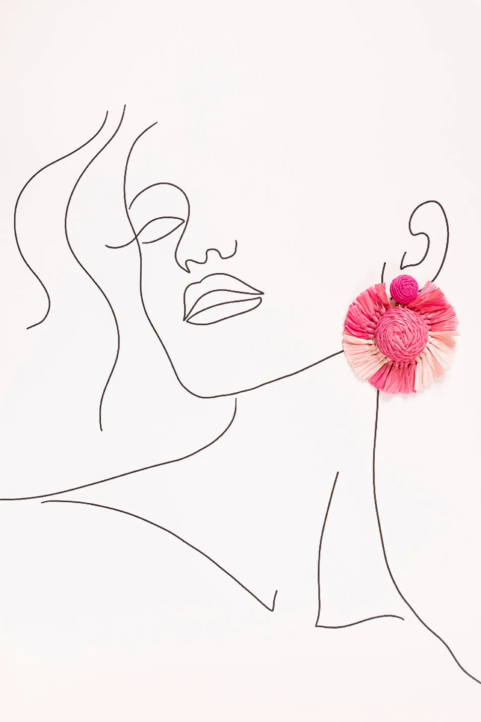 Woven Fringe Earrings in Light Pink and Hot Pink