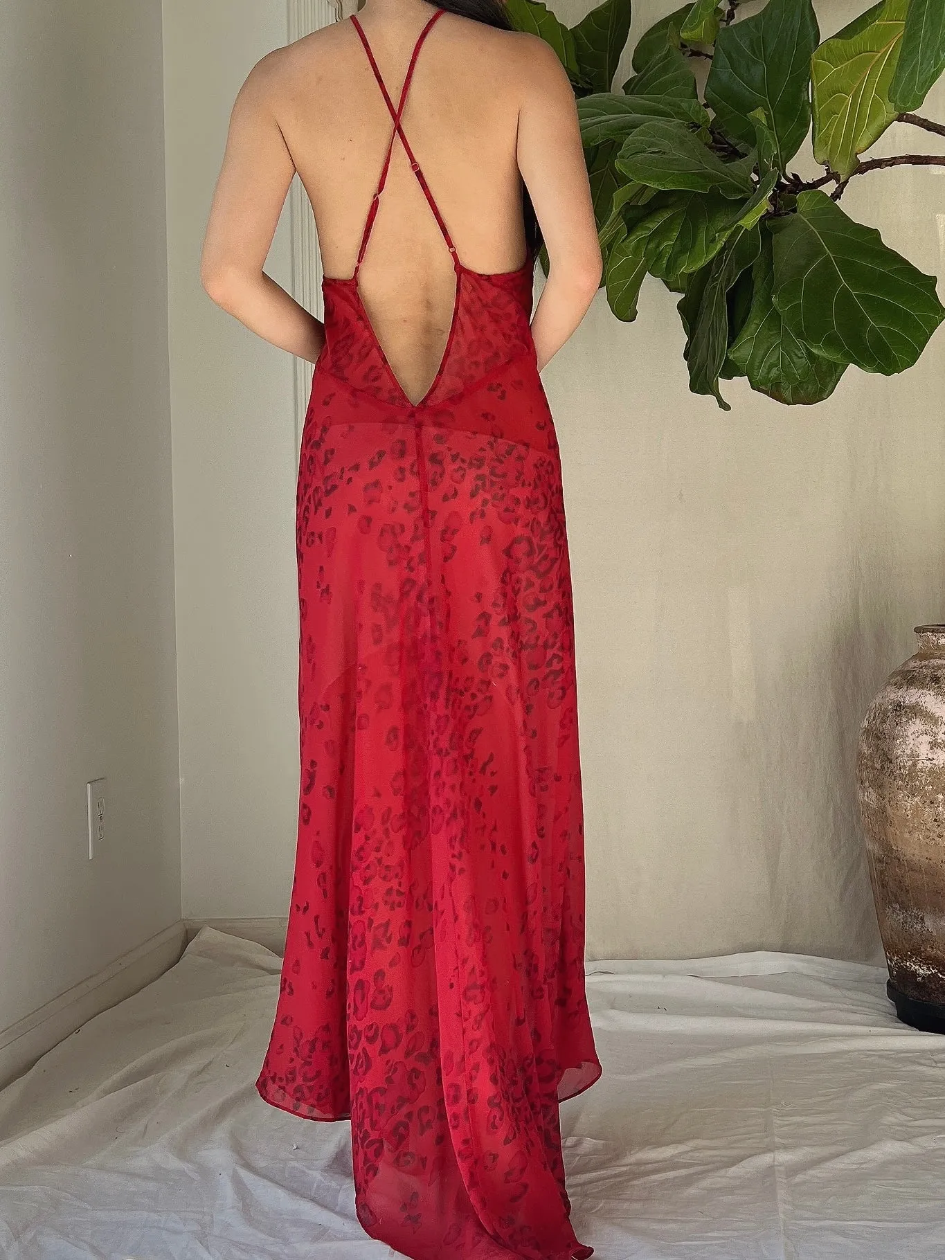 Y2K Silk Halter Slip Dress - S/M