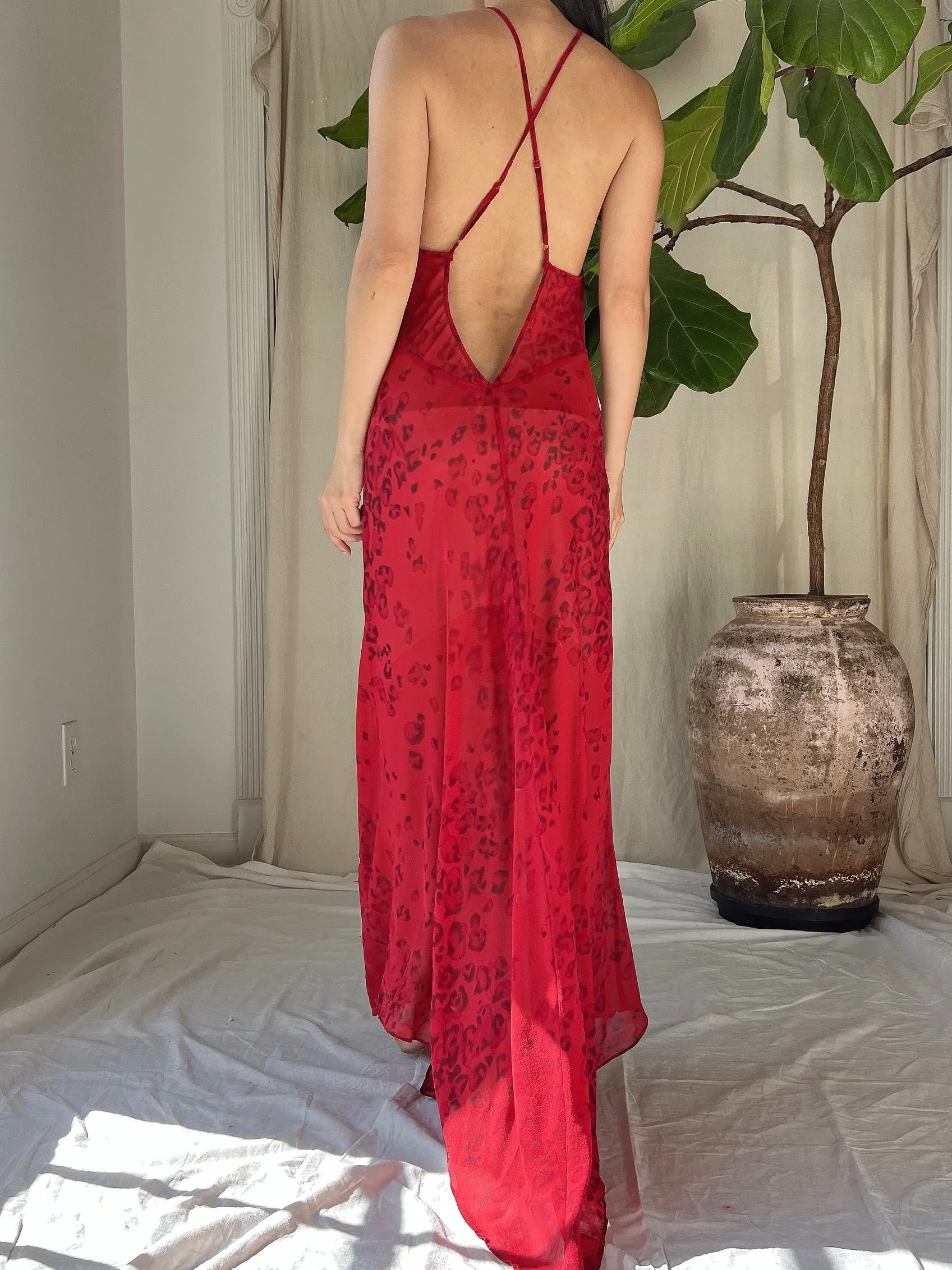 Y2K Silk Halter Slip Dress - S/M
