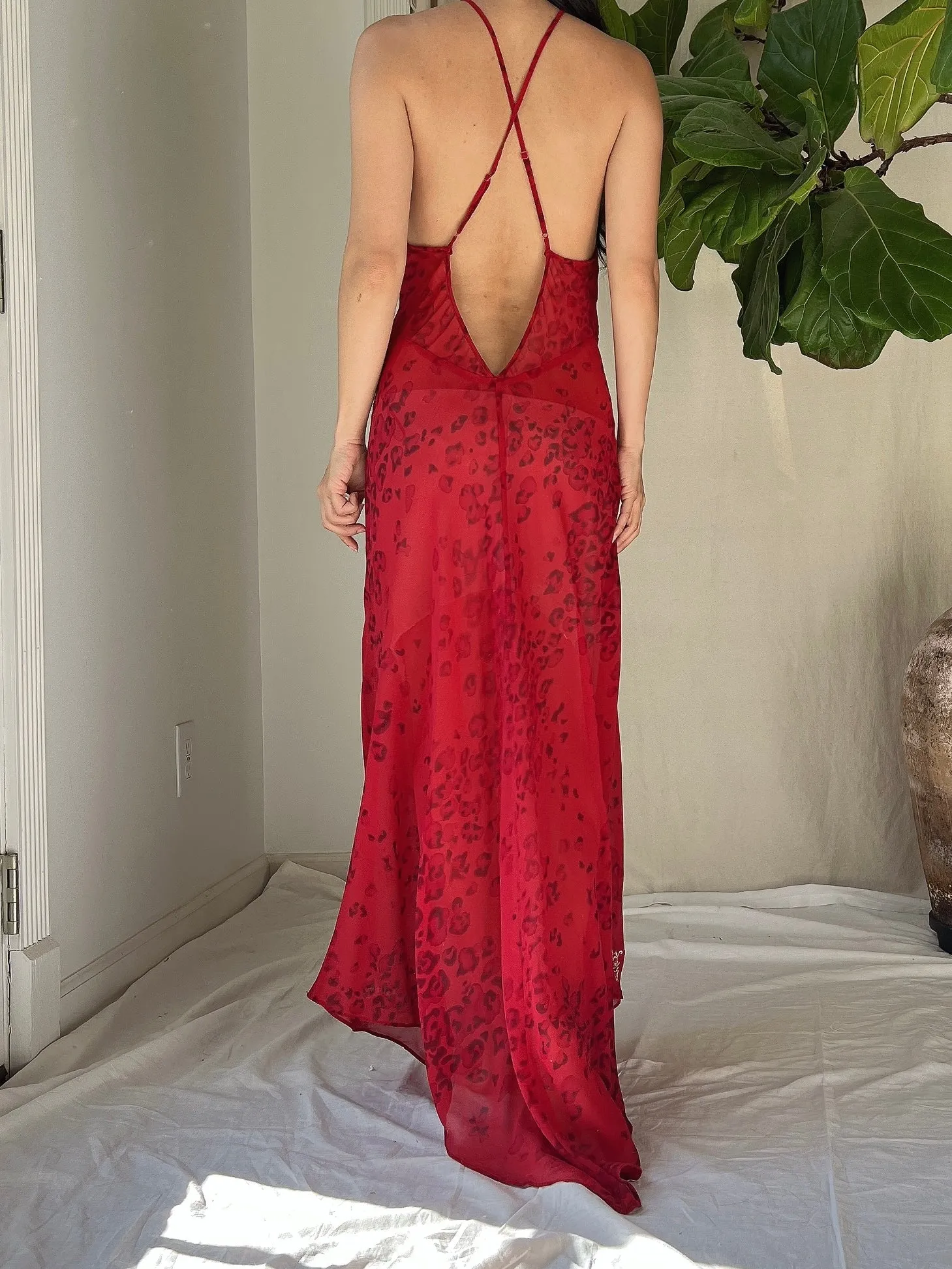 Y2K Silk Halter Slip Dress - S/M