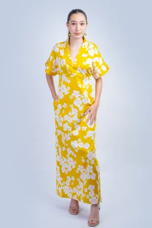 Yellow Sakura Cotton Kiko Kimono Dress