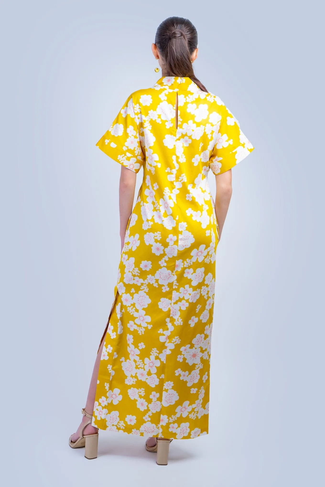 Yellow Sakura Cotton Kiko Kimono Dress