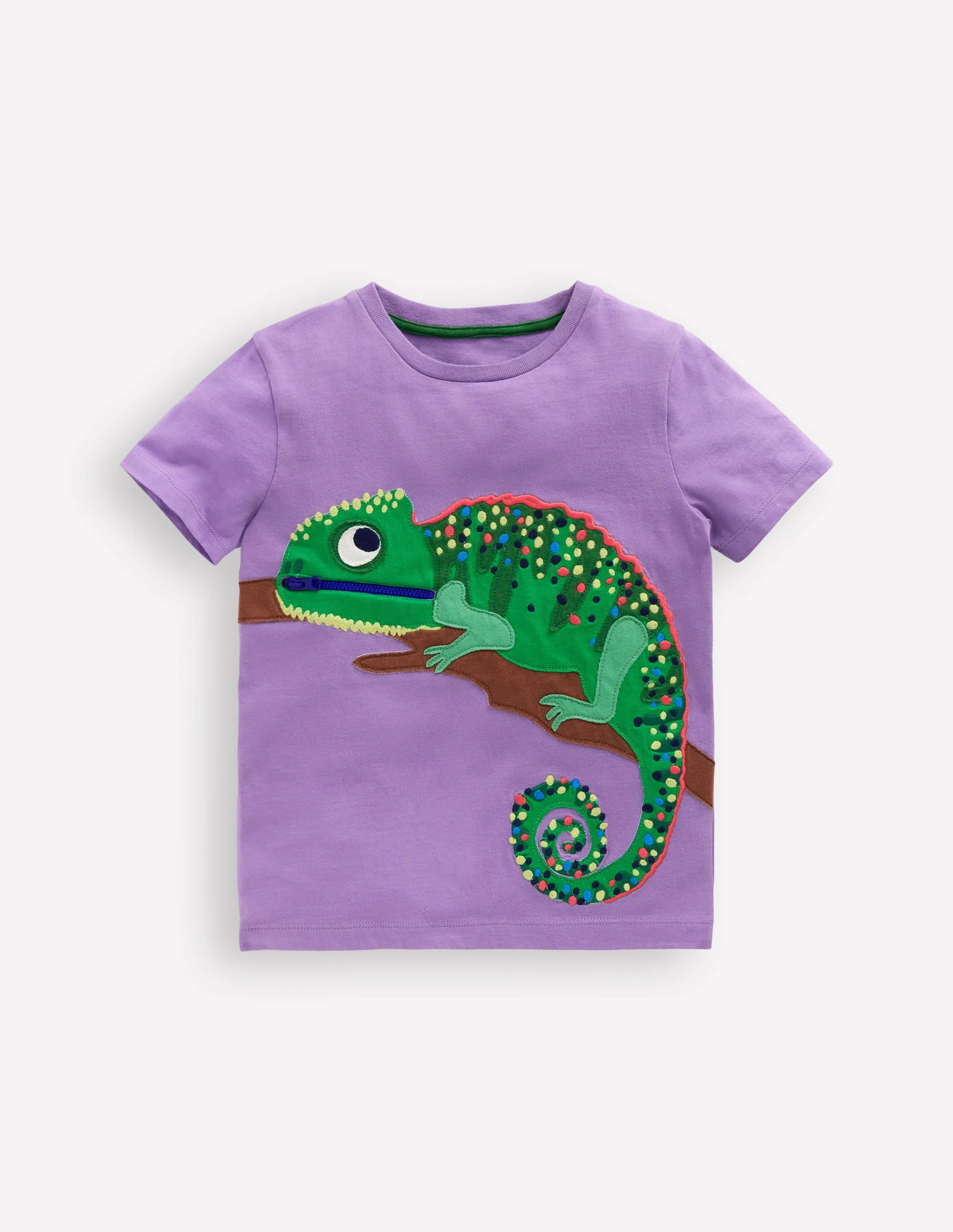 Zip Applique T-shirt-Aster Purple Chameleon